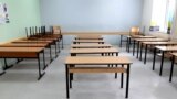 Kosovo - An empty classroom during the strike in schools 