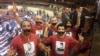 Azerbaijani activists protests against Azerbaijani President Ilham Aliyev's speech at the Council of Europe's Parliamentary Assembly in Strasbourg on June 24.