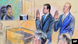 Пол Манафорт та Ричард Ґейтс у суді 30 жовтня. Малюнок судового художника