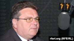 Lithuanian Foreign Minister Linas Linkevicius during an interview at RFE/RL's Washington offices