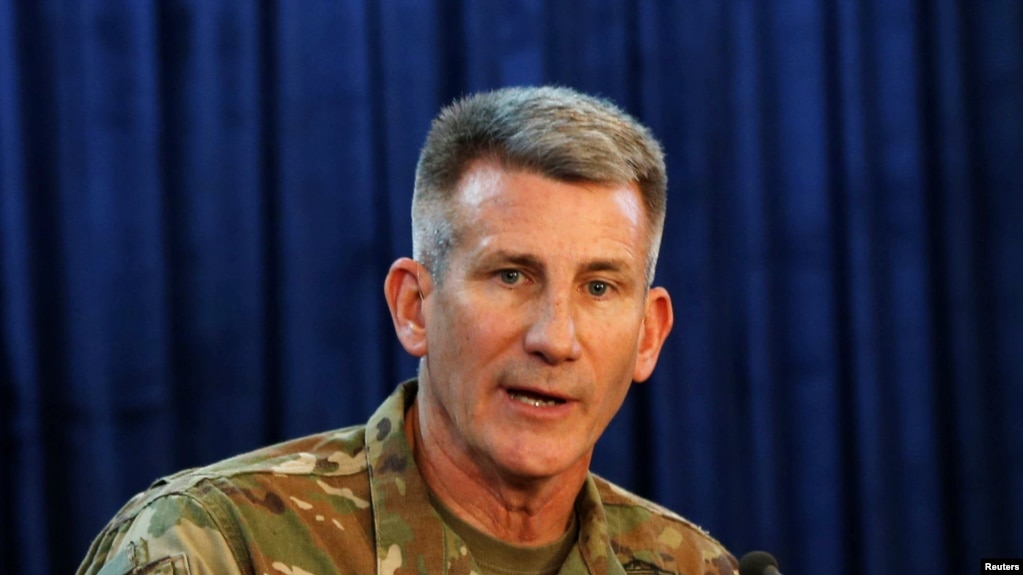 U.S. Army General John Nicholson, commander of U.S.-led forces in Afghanistan, in Kabul on April 14.
