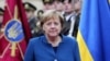 Fostul cancelar german Angela Merkel într-o vizită la Kiev, noiembrie 2018