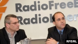 U.S. - (l-r) Richard Giragosian, Contributing Analyst, Jane's Information Group; Cory Welt, Associate Director, Eurasian Strategy Project, Georgetown University, RFE/RL briefing, Washington, D.C., 14Apr2008