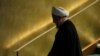 Iranian President Hassan Rohani departs after speaking at the Nelson Mandela Peace Summit during the 73rd United Nations General Assembly in New York, September 24, 2018