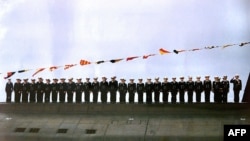 Экипаж подлодки «Курск» на праздновании Дня военно-морского флота, 30 июля 2000 года