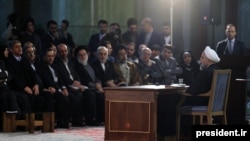 Иран президенті Хассан Роухани баспасөз жиынында сөйлеп отыр. Тегеран, 17 қаңтар 2016 жыл.