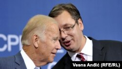 U.S. President Joe Biden (left) and Serbian Prime Minister Aleksandar Vucic have already met each other several times in the past. (file photo)