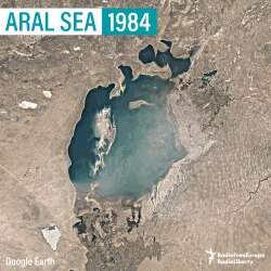 Арал теңізінің 1984 жылғы ғарыштан түсірілген суреті.
