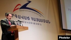 Armenia - Gagik Tsarukian addresses a conference of his Prosperous Armenia Party in Yerevan.