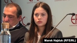 Леніє Умерова під час дискусії в Центрі європейської політики про порушення прав людини Криму. Брюссель, Бельгія, 17 березня 2026 року