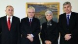 Predsjednik HZZ 1990 Božo Ljubić, predsjednik Hrvatske Ivo Josipović, premijerka Hrvatske Jadranka Kosor i predsjednik HDZBiH Dragan Čović tijekom susreta u Zagrebu, 12. januara 2011