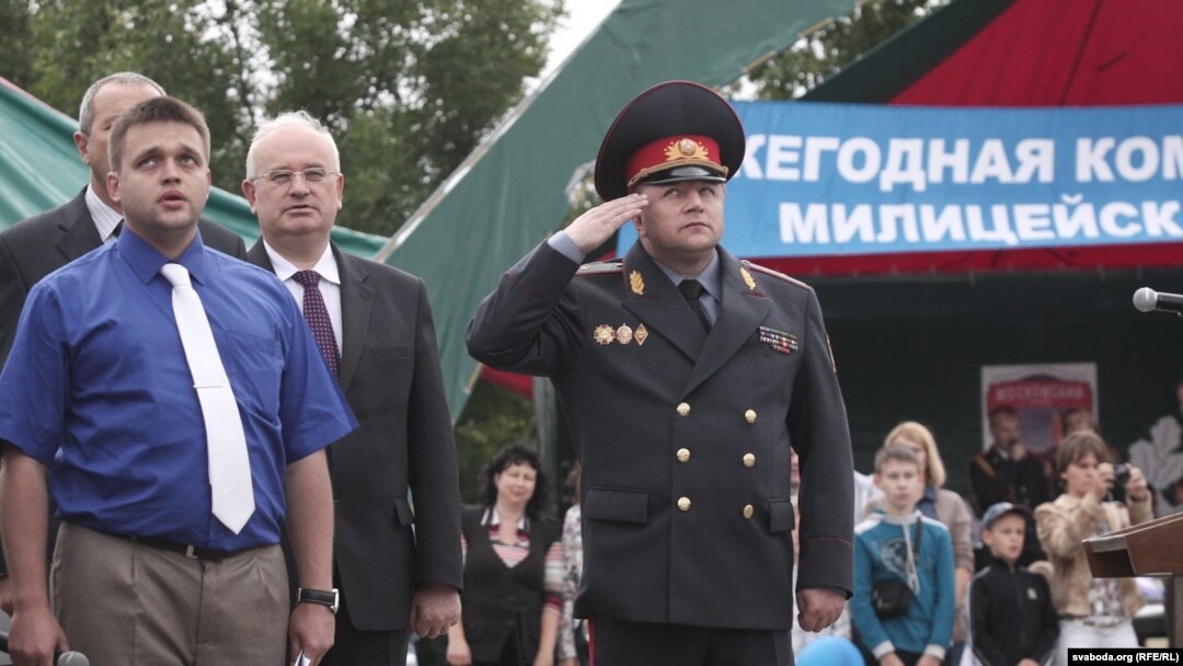 Мікалай Ладуцька падчас міліцэйскай эстафэты 