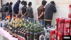 Alcoholic drinks confiscated by Police in Kerman, Iran. Selling and drinking alcohol is highly punishable by law. FILE PHOTO