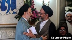 Former President Mohammad Khatami (left) was described by Mahmud Doaei (right) as "the noble, popular, and distinguished character of the revolution."