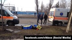 На месте взрыва в Харькове. 22 февраля 2015 года.
