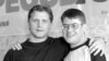 Belarus - Ruslan Salei, belarusian hockey player, who was among 43 people killed when a plane carrying a Russian hockey league team, with him friend journalist Syarhey Alyahnovich, Minsk, 2004