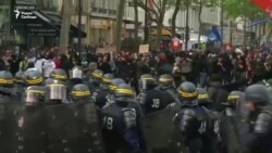 Беспорядки на марше профсоюзов в Париже