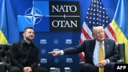 НАТОнун саммитинде Дональд Трамп (оңдо) менен Владимир Зеленский жолугушту. Анкара, 8-июль, 2026-жыл