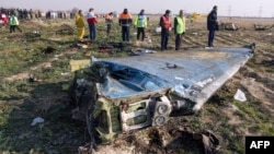 Debris of the Ukrainian plane dawned by Iran's Revolutionary Guard over Tehran on January 3, 2020. 