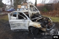 Подпаленият автомобил на кмета на Бистрица Самуил Попов. 16 февруари 2026 г.