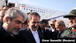 Iranian Vice President Eshaq Jahangiri arrives at Damascus international airport in Damascus, January 28, 2019