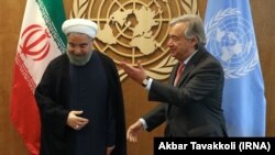 Iran President, Hassan Rouhani meets UN Chief Antonio Guterres at the United Nations.