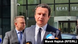 Kurti u razgovoru sa novinarima posle susreta sa Vučićem, Brisel (19. jul 2021.)