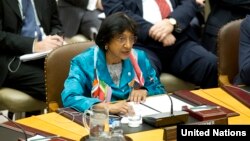 Shefja për të Drejta të Njeriut e Kombeve të Bashkuara, Navi Pillay, duke iu adresuar Këshillit të Sigurimit, 12 shkurt 2013.