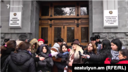 Armenia -- Bereaved mothers protest outside the Office of the Prosecutor-General, Yerevan, January 10, 2019.