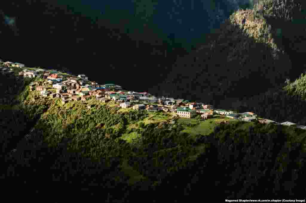 The village of Talsukh, near Daghestan&#39;s border with Georgia. Shapiev&#39;s photographs are made during hiking expeditions into the mountains with small groups of friends. &nbsp;