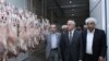 Armenia-Agriculture Minister Sergo Karapetian (C) and Iranian Ambassador Mohammad Reisi inaugurate a halal slaughterhouse in Masis, 2 Sept2015