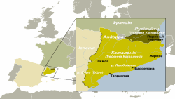 Каталёнія, падзеленая паміж Гішпаніяй і Францыяй