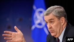 Douglas Lute, the U.S. ambassador to NATO, speaking at a press conference at NATO headquarters in Brussels in 2014. 