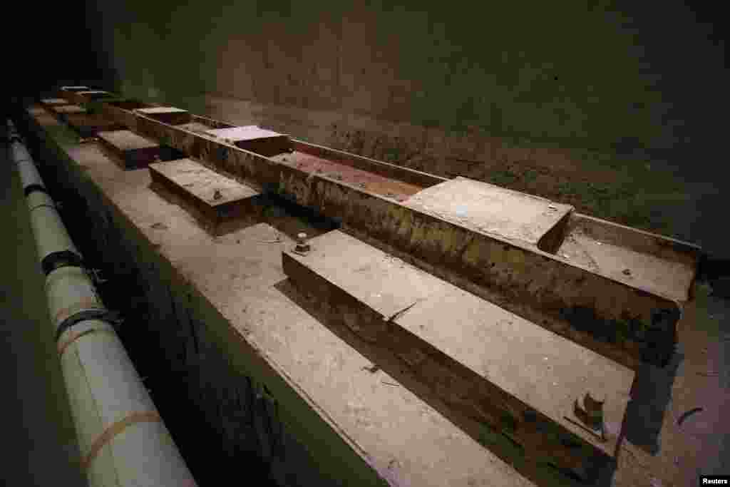 A portion of the original steel footings embedded in the bedrock for the South Tower of the World Trade Center