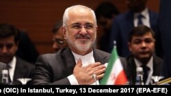 Iranian Foreign Minister Mohammad Javad Zarif attends the extraordinary summit of the Organization of Islamic Cooperation (OIC) in Istanbul, Turkey, 13 December 2017