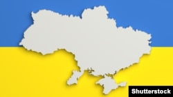 Ukraine – Map of Ukraine with flag colors. 3d render illustration.