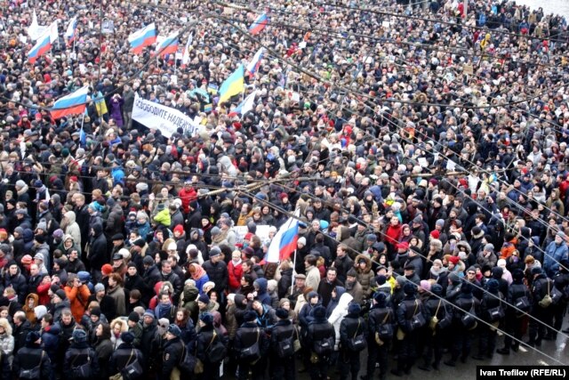 Жалобна хода пам’яті вбитого опозиційного політика Бориса Нємцова. Москва, 1 березня 2015 року