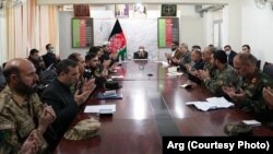 ملاقات محمد اشرف غنی رییس جمهور افغانستان با افسران اردوی ملی در کندهار.