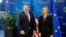 U.S. Secretary of State Mike Pompeo (L) is welcomed by European Union Foreign Policy Chief Federica Mogherini ahead of their meeting in Brussels, February 15, 2019
