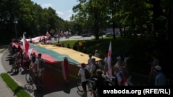 Беларуская акцыя ў Вільні да 5-годьдзя пратэстаў 2020 году ў Беларусі. Архіўнае фота