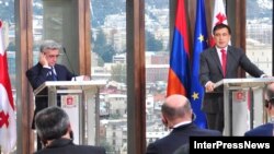 საქართველოს პრეზიდენტი მიხეილ სააკაშვილი და სომხეთის პრეზიდენტი სერჟ სარგსიანი