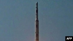 Старт северокорейской ракеты