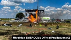 Последствия удара по АЗС в Херсонской области
