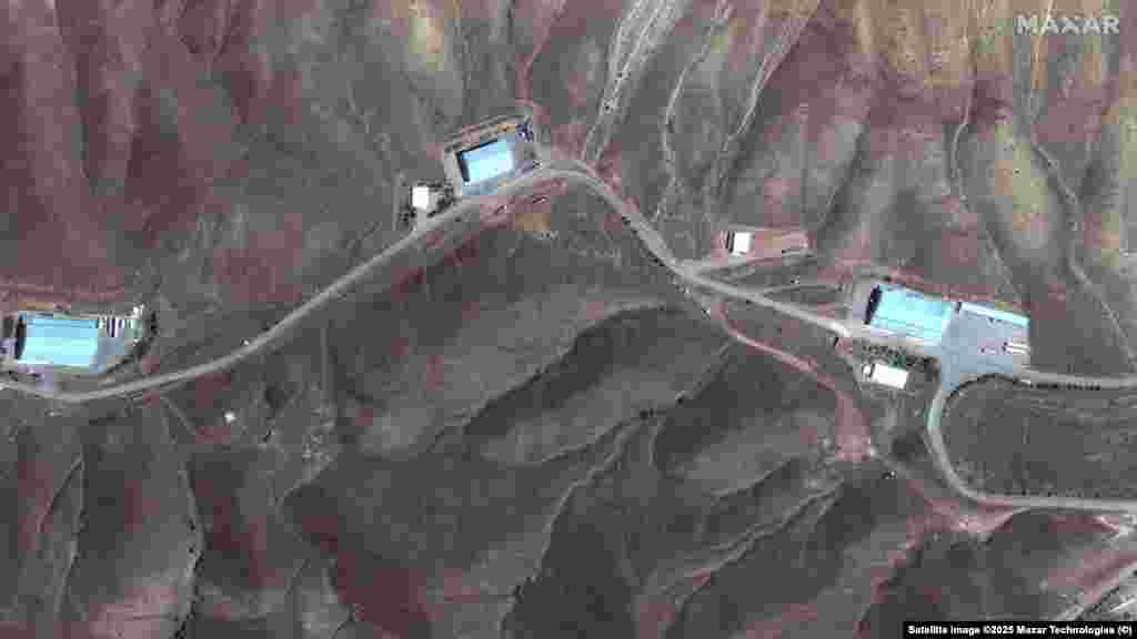The Tabriz missile base was also targeted last year by Israeli air strikes. The satellite image on the left shows storage buildings on May 29, 2025, and the image on the right was taken on July 17, 2025.