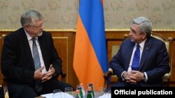 Armenia -- President Serzh Sarkisian meets with Herbert Salber, the European Union's special representative for the South Caucasus, Yerevan, 9Feb2015