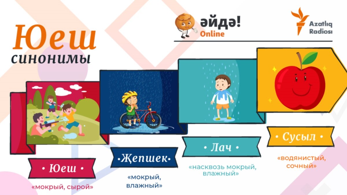 Синонимы и антонимы: юеш (мокрый)