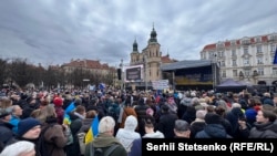 Акція підтримки «Разом за Україну». Прага, 21 лютого 2026 року