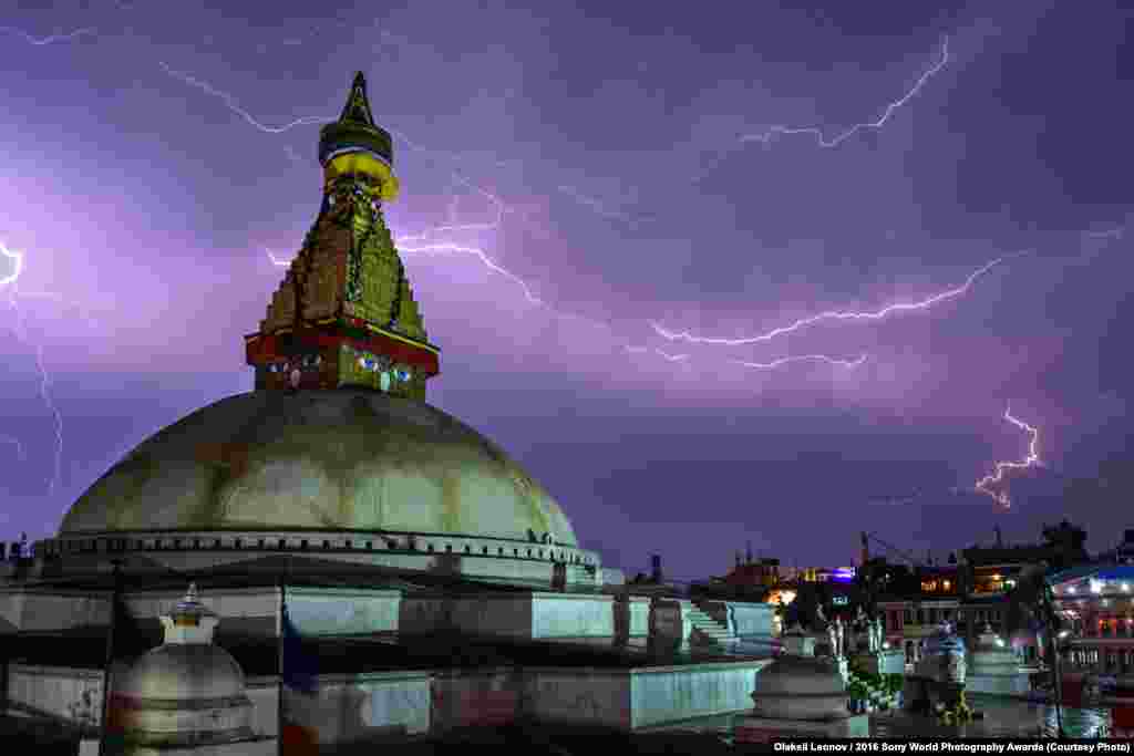 Photographer Oleksii Leonov of Ukraine: The Wrath Of The Gods Photo taken during a thunderstorm in Kathmandu, Nepal.