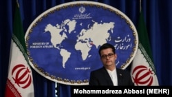 Iran -- Abbas Mousavi, the spokesman for Iran's Foreign Ministry, gives a press conference in the capital Tehran on May 28, 2019.