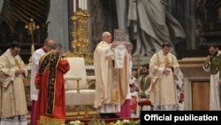 Vatican - Pope Francis celebrates a Holy Mass in St. Peter's Basilica dedicated to the centenary of the Armenian Genocide, Holy See,12Apr,2015